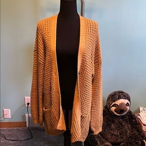 American Eagle Outfitters Mustard Yellow Cardigan Sweater Chunky Knit
